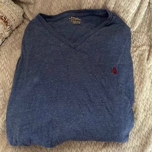 Mens Blue Long Sleeve Vneck - Polo Ralph Lauren: XL